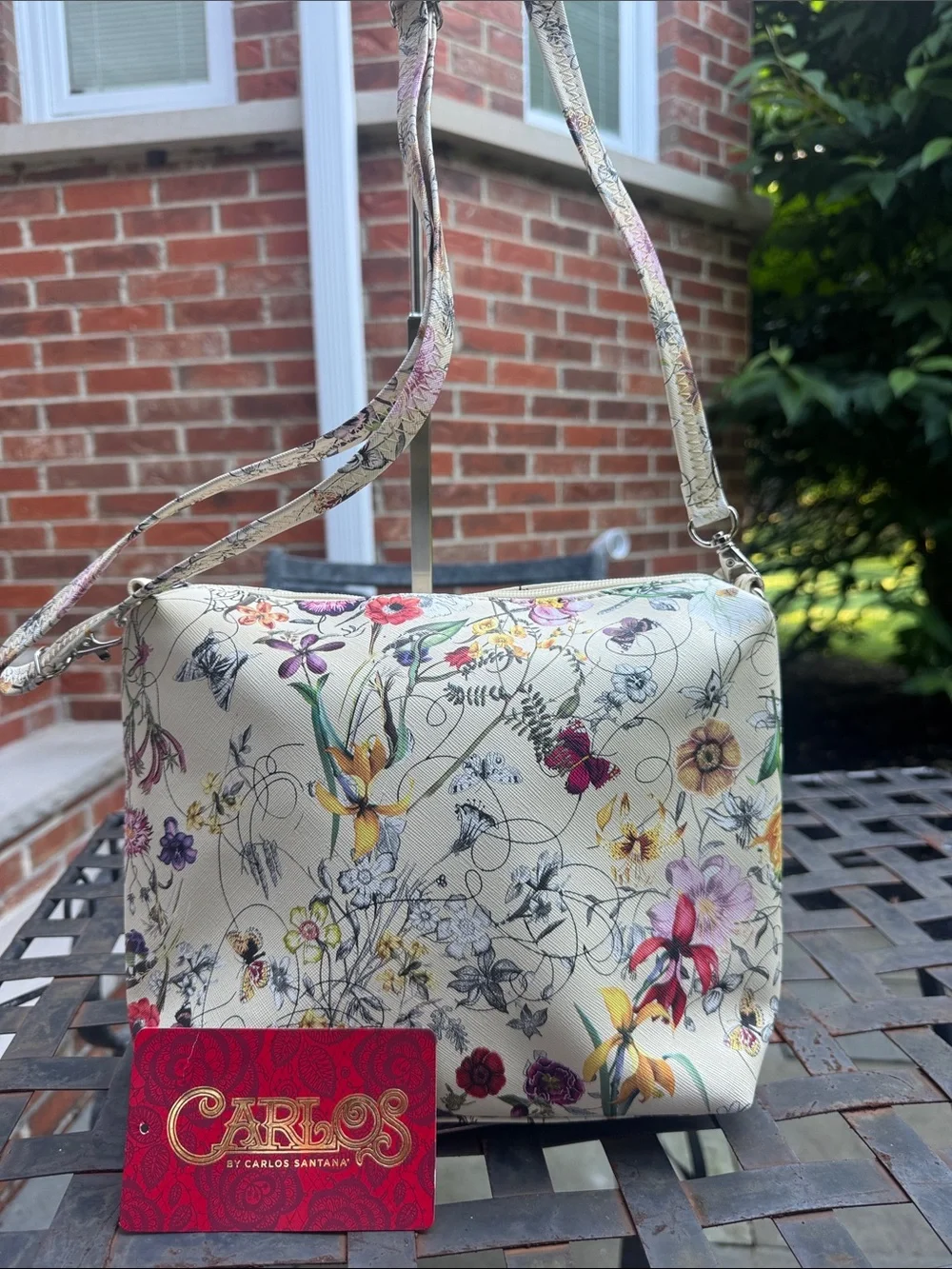 Carlos Santana Floral Cream Crossbody Bag NEW without tag